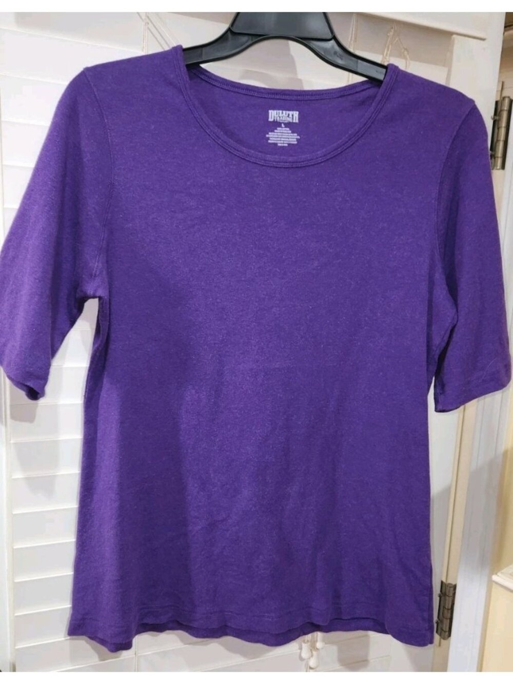 Duluth Trading Womens Large Purple HALF Sleeve Tee 100% Cotton